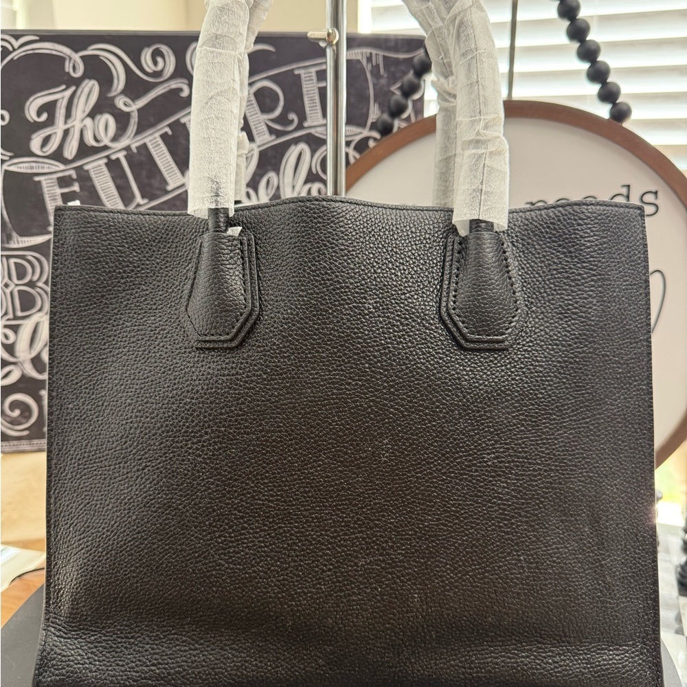 NWT Michael Kors Studio Mercer Studded Black Coated Twill / Leather Tote - Picture 2 of 5